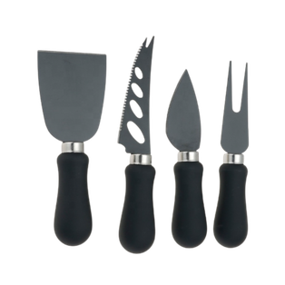 Utensilios Acero Inoxidable Negro Para Quesos 4 Pcs En Blister