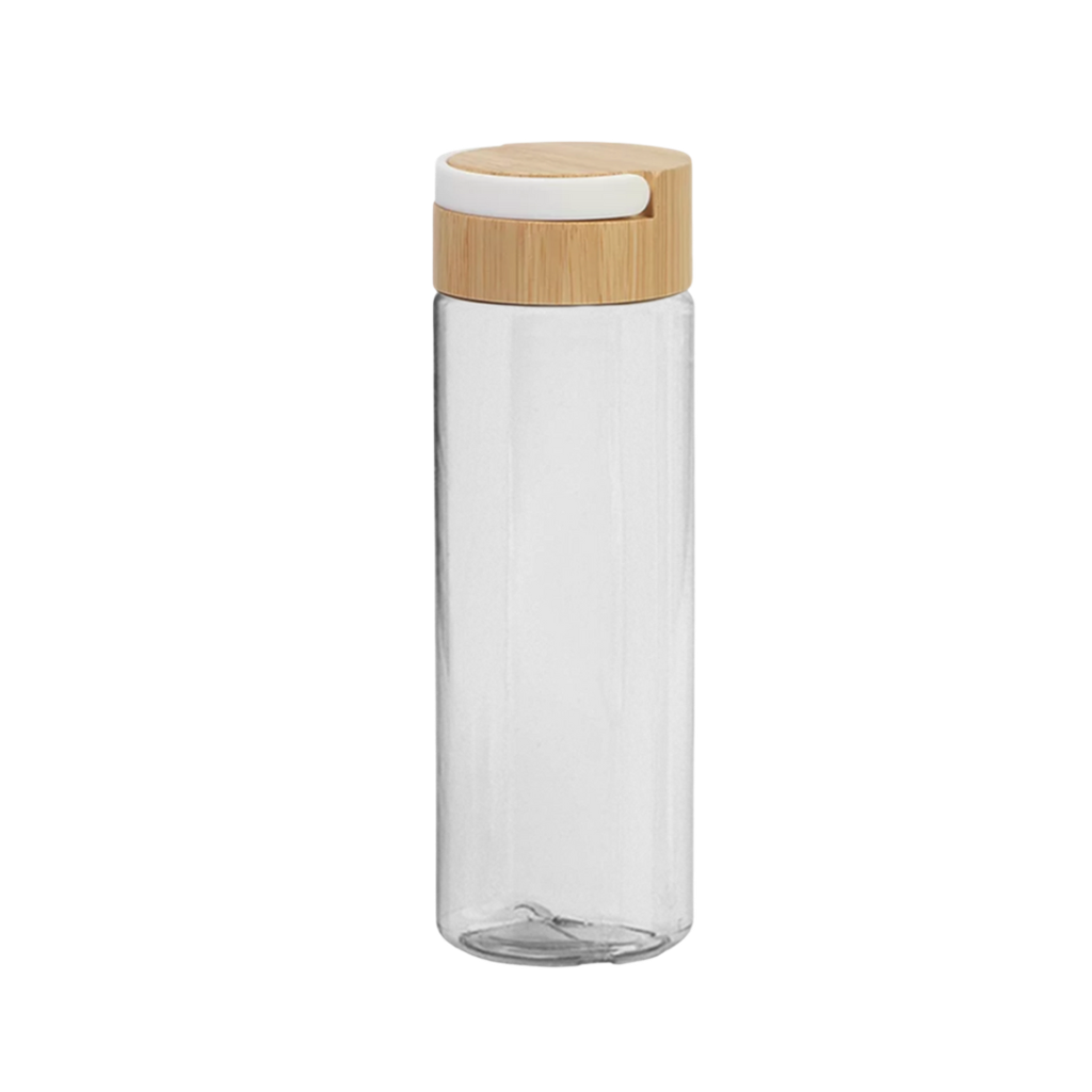 [P251484] Pachon Plástico Transparente 700 Ml Diamond Tapa De Bambú