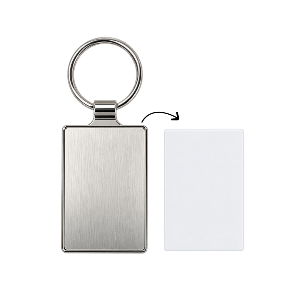 [P266199] Llavero Metal Plateado rectangular Para Sublimar