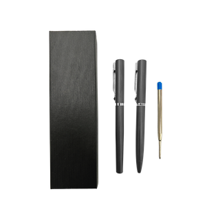 Lapiceros Acero Inoxidable Gris Frisk 2 Pcs Con Refil En Caja De Presentación