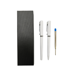 Lapiceros Acero Inoxidable Blanco Frisk 2 Pcs Con Refil En Caja De Presentación