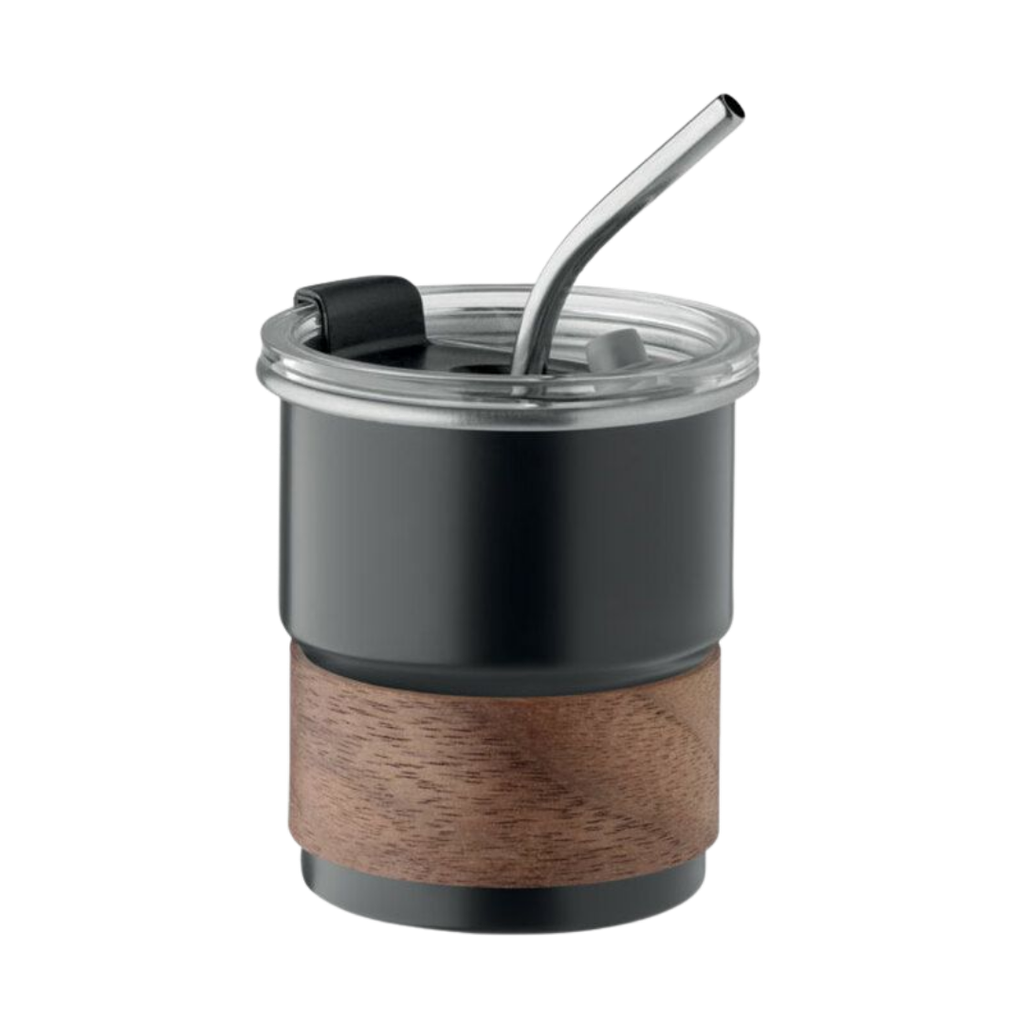 [P251495] Vaso Acero Inoxidable Negro 260 ml Mate 8x9cm Una Pared