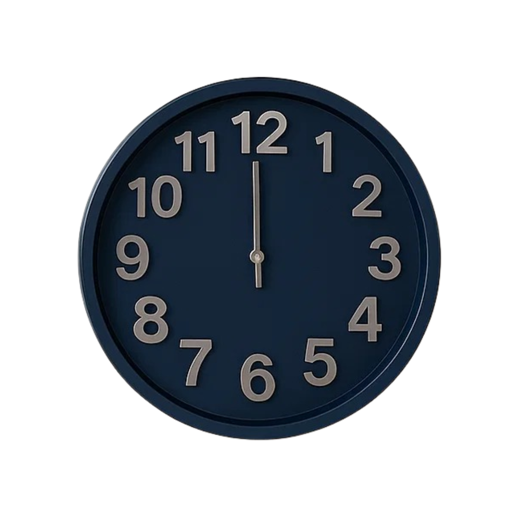 [TG104159] Reloj Plastico Azul Oscuro 30*30*4.5CM Sangtal De Pared Numeros Plateados