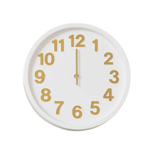 Reloj Plástico Blanco 30*30*4.5 CM Sangtal De Pared Números Dorados